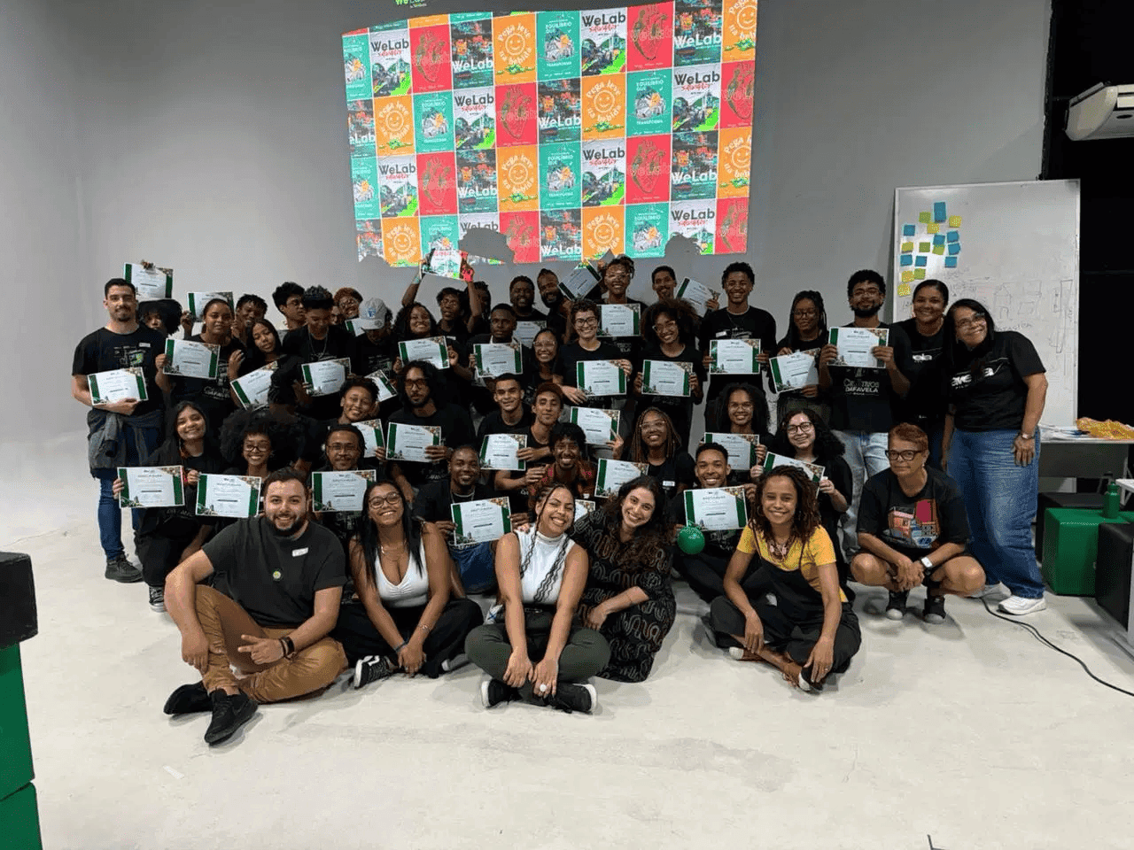 Jovens participantes do WeLab segurando certificados